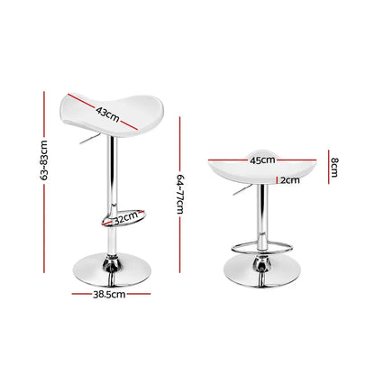 Artiss 2x Bar Stools Leather Gas Lift Chair White - Mekamart Australia