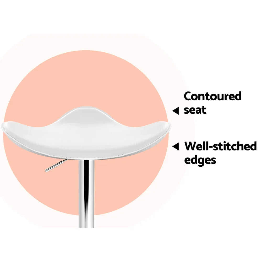 Artiss 2x Bar Stools Leather Gas Lift Chair White - Mekamart Australia