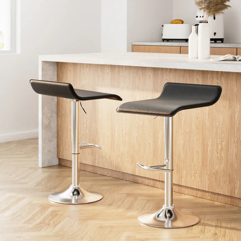 Artiss 2x Bar Stools Adjustable Gas Lift Chairs Black - Mekamart Australia