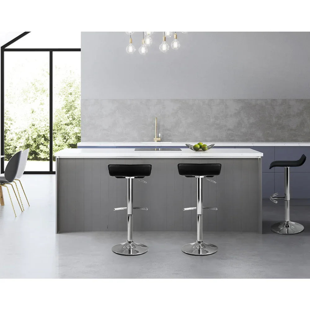 Artiss 2x Bar Stools Adjustable Gas Lift Chairs Black - Mekamart Australia