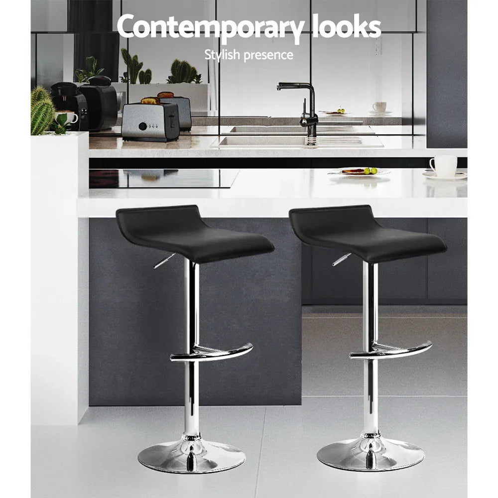Artiss 4x Bar Stools Adjustable Gas Lift Chairs Black - Mekamart Australia