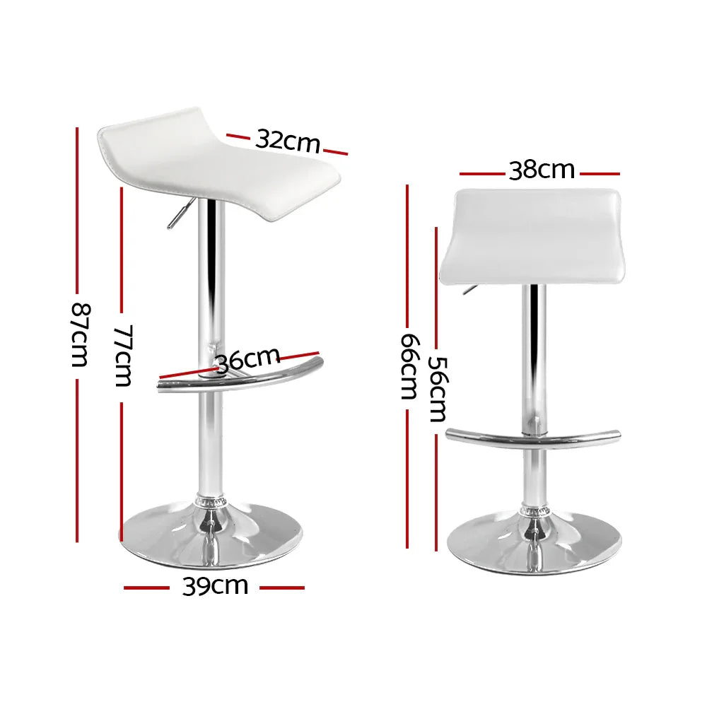 Artiss 2x Bar Stools Adjustable Gas Lift Chairs White - Mekamart Australia