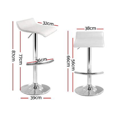 Artiss 2x Bar Stools Adjustable Gas Lift Chairs White - Mekamart Australia