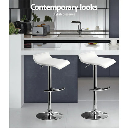 Artiss 4x Bar Stools Adjustable Gas Lift Chairs White - Mekamart Australia