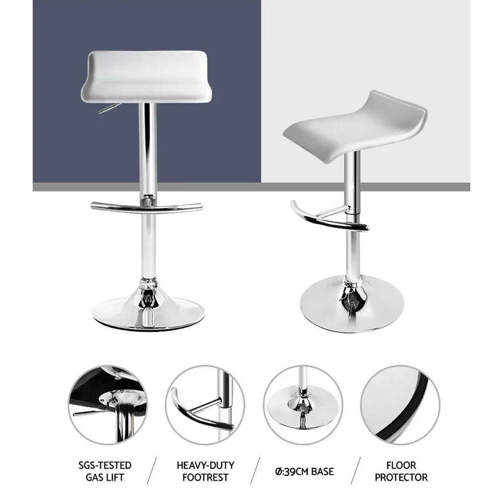 Artiss 4x Bar Stools Adjustable Gas Lift Chairs White - Mekamart Australia