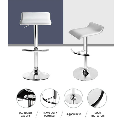 Artiss 4x Bar Stools Adjustable Gas Lift Chairs White - Mekamart Australia