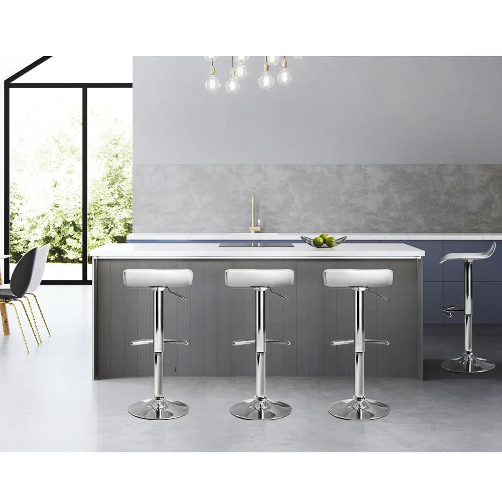 Artiss 4x Bar Stools Adjustable Gas Lift Chairs White - Mekamart Australia