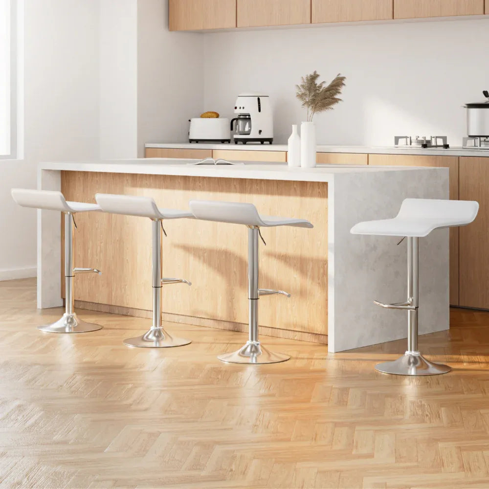 Artiss 4x Bar Stools Adjustable Gas Lift Chairs White - Mekamart Australia