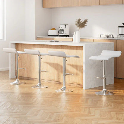 Artiss 4x Bar Stools Adjustable Gas Lift Chairs White - Mekamart Australia