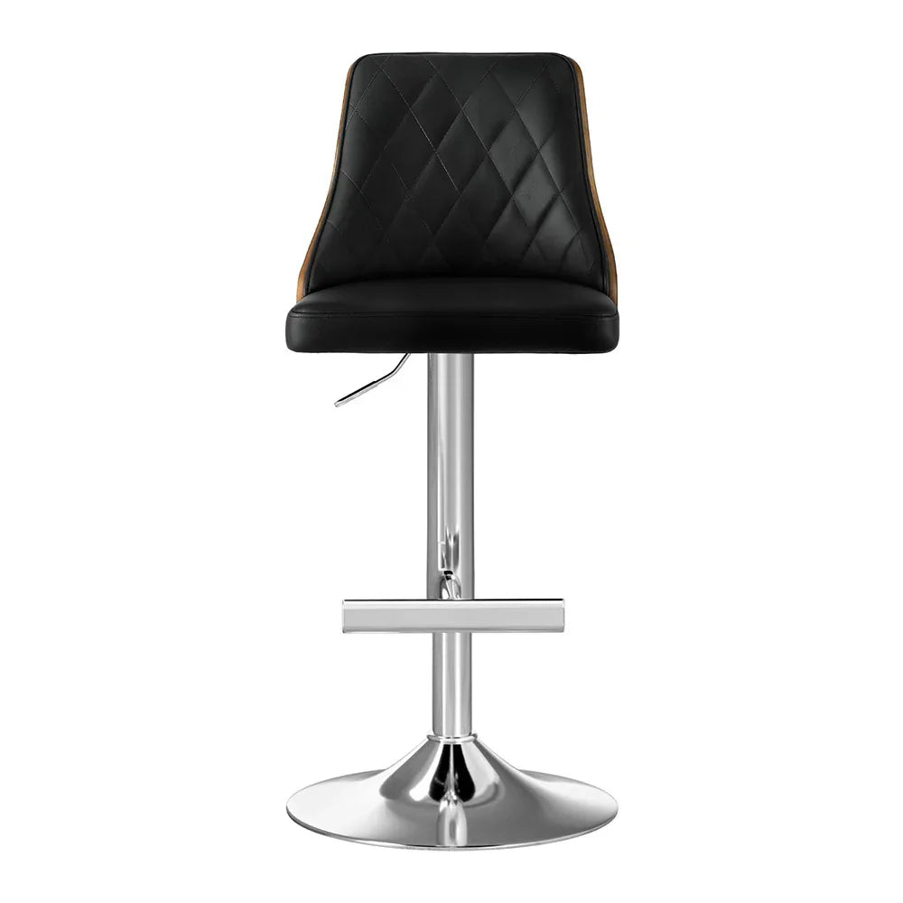 Artiss Bar Stool Bentwood Swivel Adjustable Kitchen Counter Stool Leather Black - Mekamart Australia