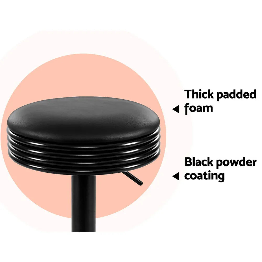 Artiss 2x Bar Stools Leather Padded Gas Lift Black - Mekamart Australia