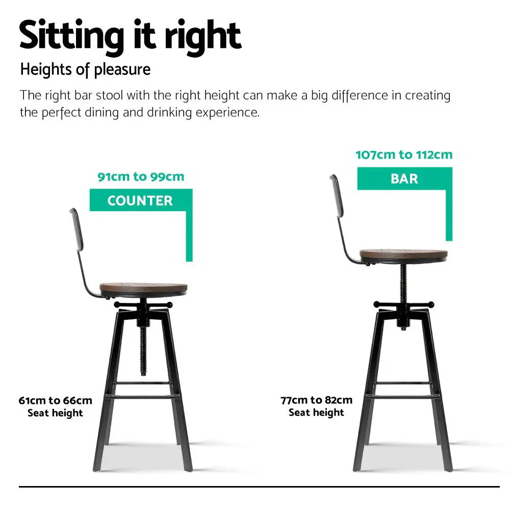 Artiss Bar Stools Kitchen Counter Chairs Vintage Metal Chairs - Mekamart Australia