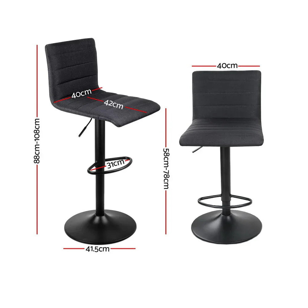 Artiss 4x Bar Stools Gas Lift Linen Fabric Black - Mekamart Australia