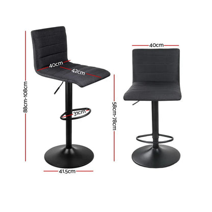 Artiss 4x Bar Stools Gas Lift Linen Fabric Black - Mekamart Australia