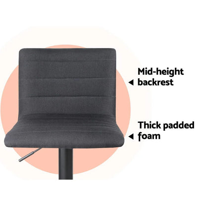 Artiss 4x Bar Stools Gas Lift Linen Fabric Black - Mekamart Australia