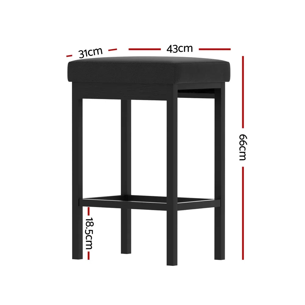 2x Artiss Metal Bar Stools PU Seat Dining Counter Chairs - Mekamart Australia