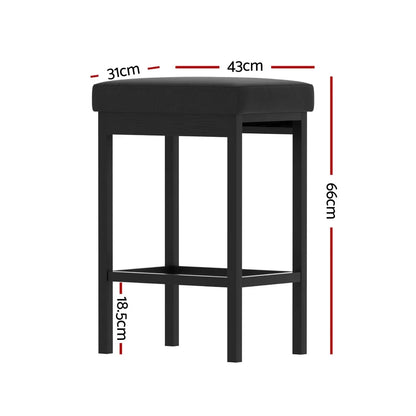 2x Artiss Metal Bar Stools PU Seat Dining Counter Chairs - Mekamart Australia