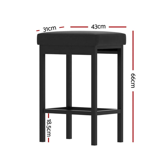 A Set of 4 Artiss Metal Bar Stools PU Seat Dining Counter Chairs - Mekamart Australia