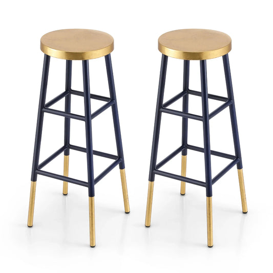 Artiss 2x Bar Stools Metal Gold Navy - Mekamart Australia