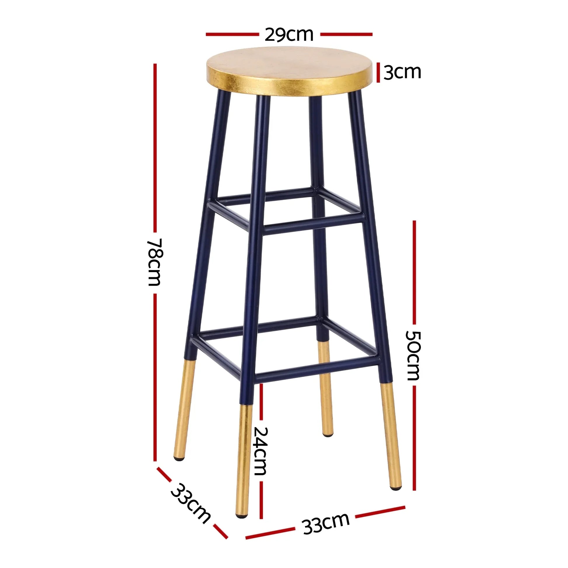 Artiss 2x Bar Stools Metal Gold Navy - Mekamart Australia