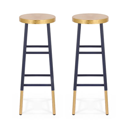 Artiss 2x Bar Stools Metal Gold Navy - Mekamart Australia