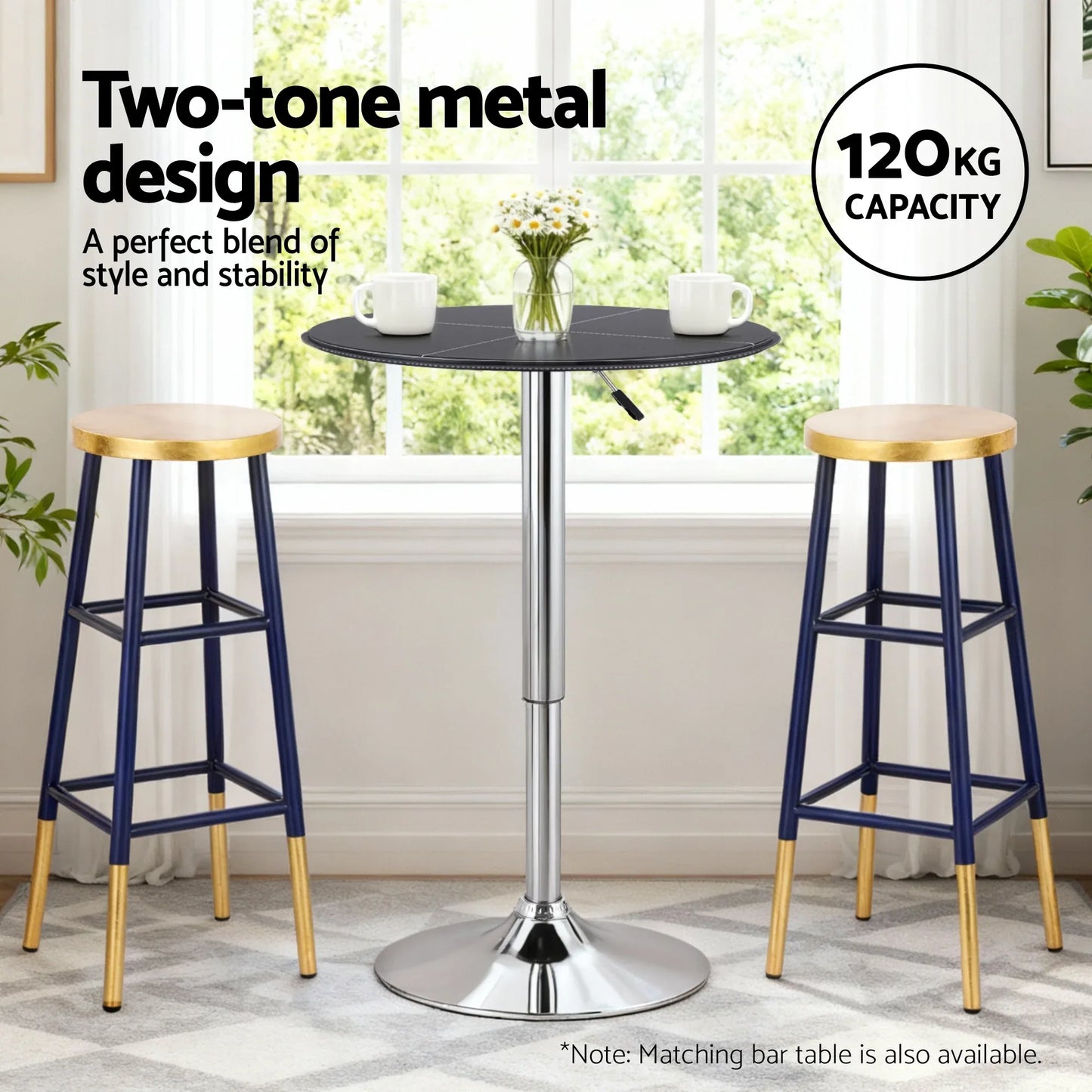 Artiss 2x Bar Stools Metal Gold Navy - Mekamart Australia