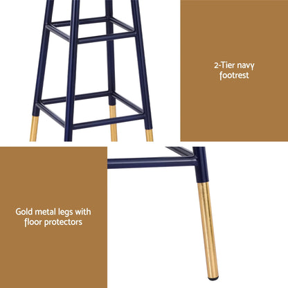 Artiss 2x Bar Stools Metal Gold Navy - Mekamart Australia
