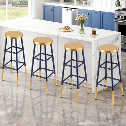 Artiss 4x Bar Stools Metal Gold Navy - Mekamart Australia
