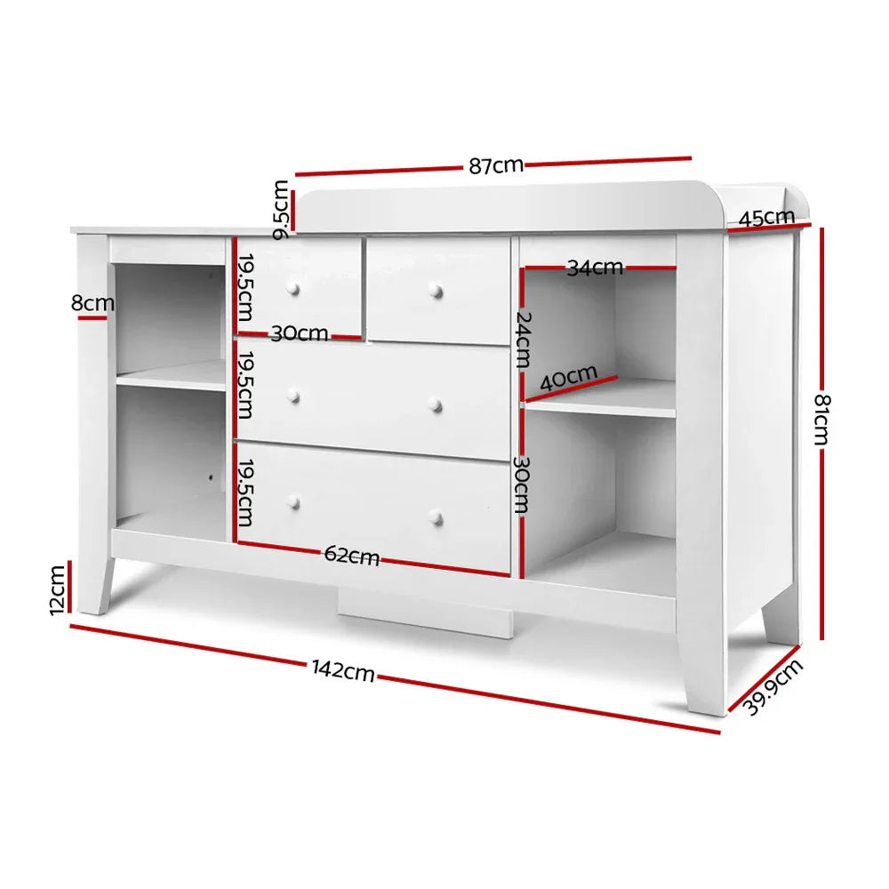 Keezi Baby Changing Table Diaper Station Drawers Chest Cabinet Nursery Furniture - Mekamart Australia