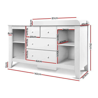 Keezi Baby Changing Table Diaper Station Drawers Chest Cabinet Nursery Furniture - Mekamart Australia