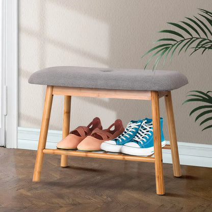 Artiss Shoe Rack Shoe Bench Fabric Seat 2 Pairs - Mekamart Australia