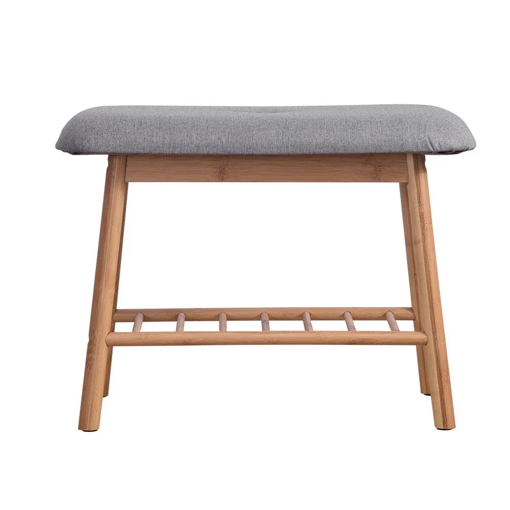 Artiss Shoe Rack Shoe Bench Fabric Seat 2 Pairs - Mekamart Australia