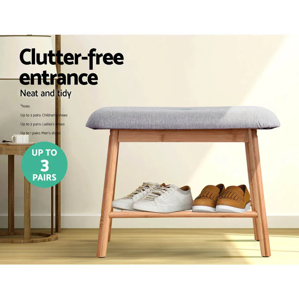 Artiss Shoe Rack Shoe Bench Fabric Seat 2 Pairs - Mekamart Australia