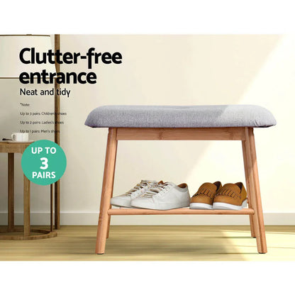 Artiss Shoe Rack Shoe Bench Fabric Seat 2 Pairs - Mekamart Australia
