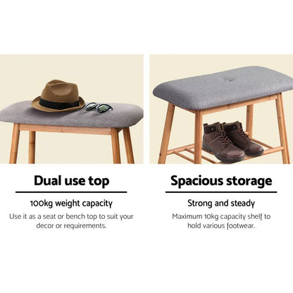 Artiss Shoe Rack Shoe Bench Fabric Seat 2 Pairs - Mekamart Australia