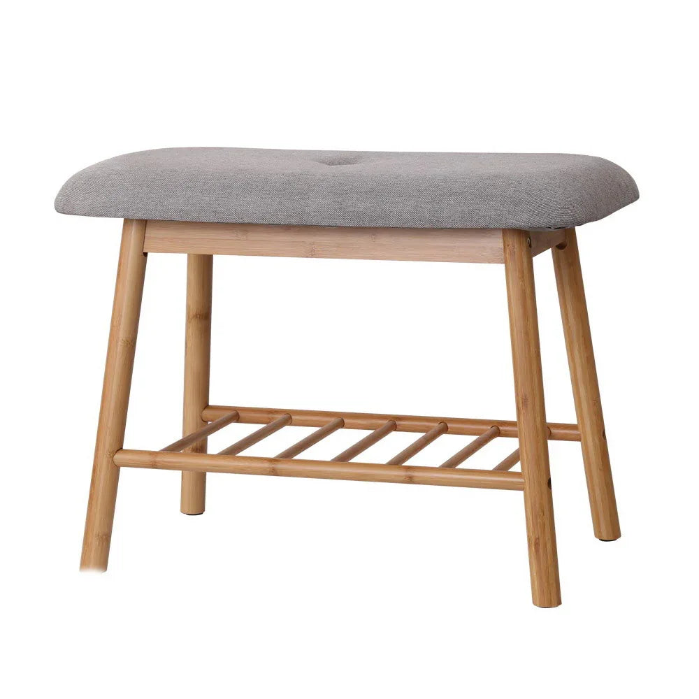 Artiss Shoe Rack Shoe Bench Fabric Seat 2 Pairs - Mekamart Australia