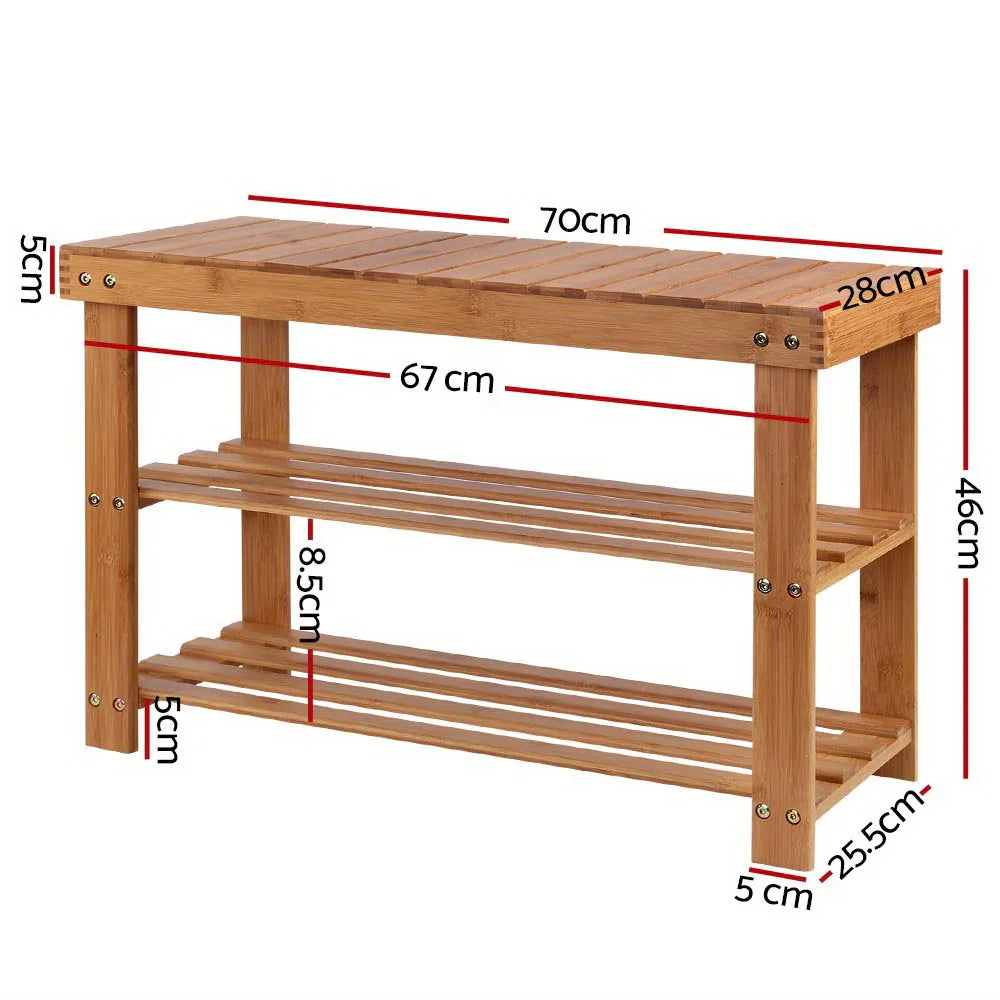 Artiss Shoe Rack Shoe Bench 10 Pairs Bamboo - Mekamart Australia