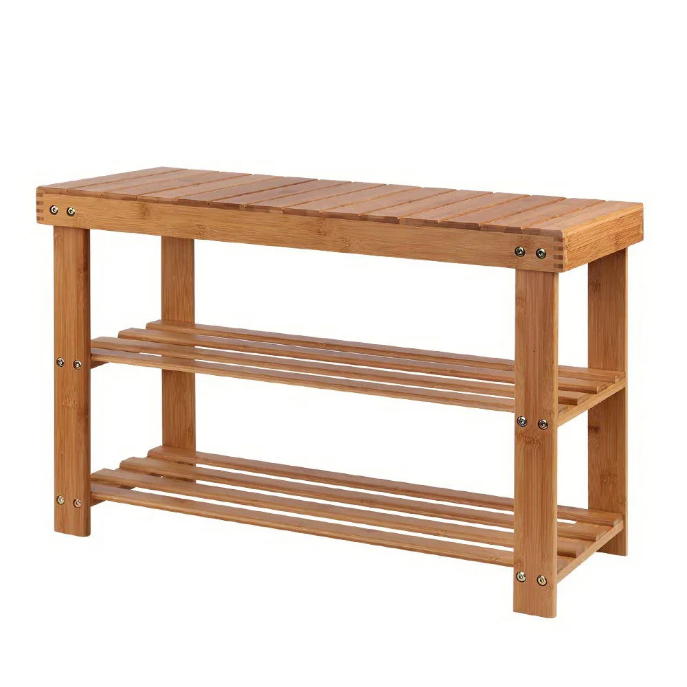 Artiss Shoe Rack Shoe Bench 10 Pairs Bamboo - Mekamart Australia