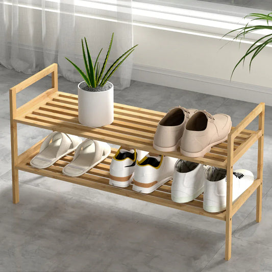Artiss Shoe Rack Cabinet Bamboo Storage Organiser Pine - Mekamart Australia
