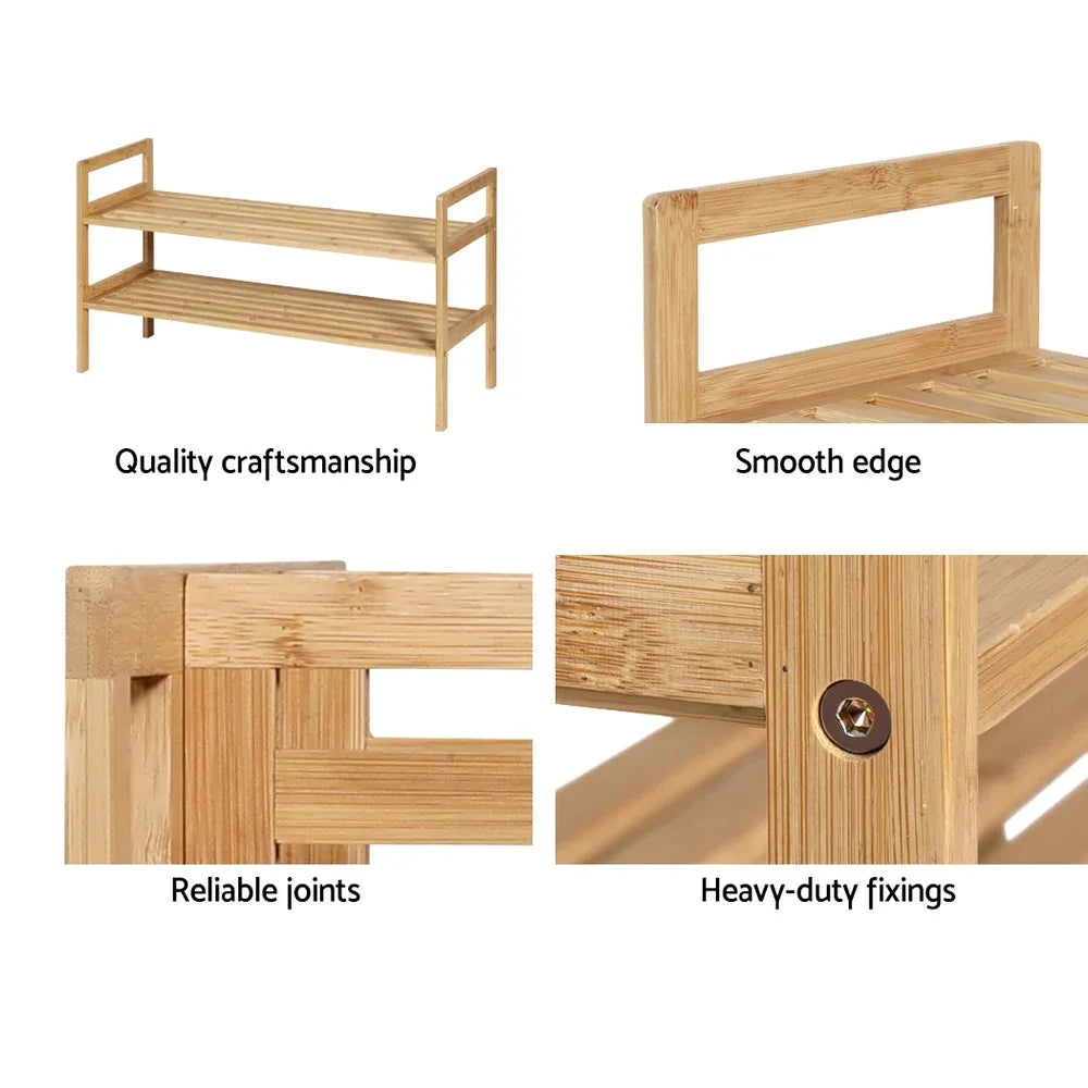 Artiss Shoe Rack Cabinet Bamboo Storage Organiser Pine - Mekamart Australia