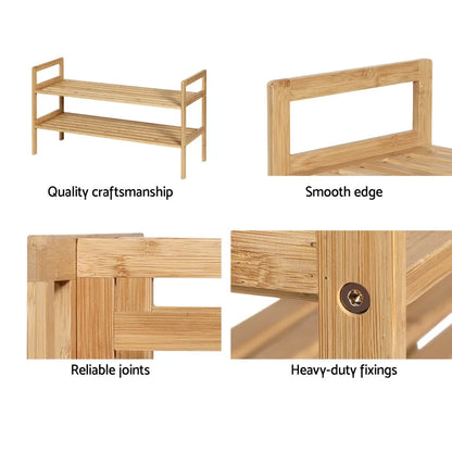 Artiss Shoe Rack Cabinet Bamboo Storage Organiser Pine - Mekamart Australia
