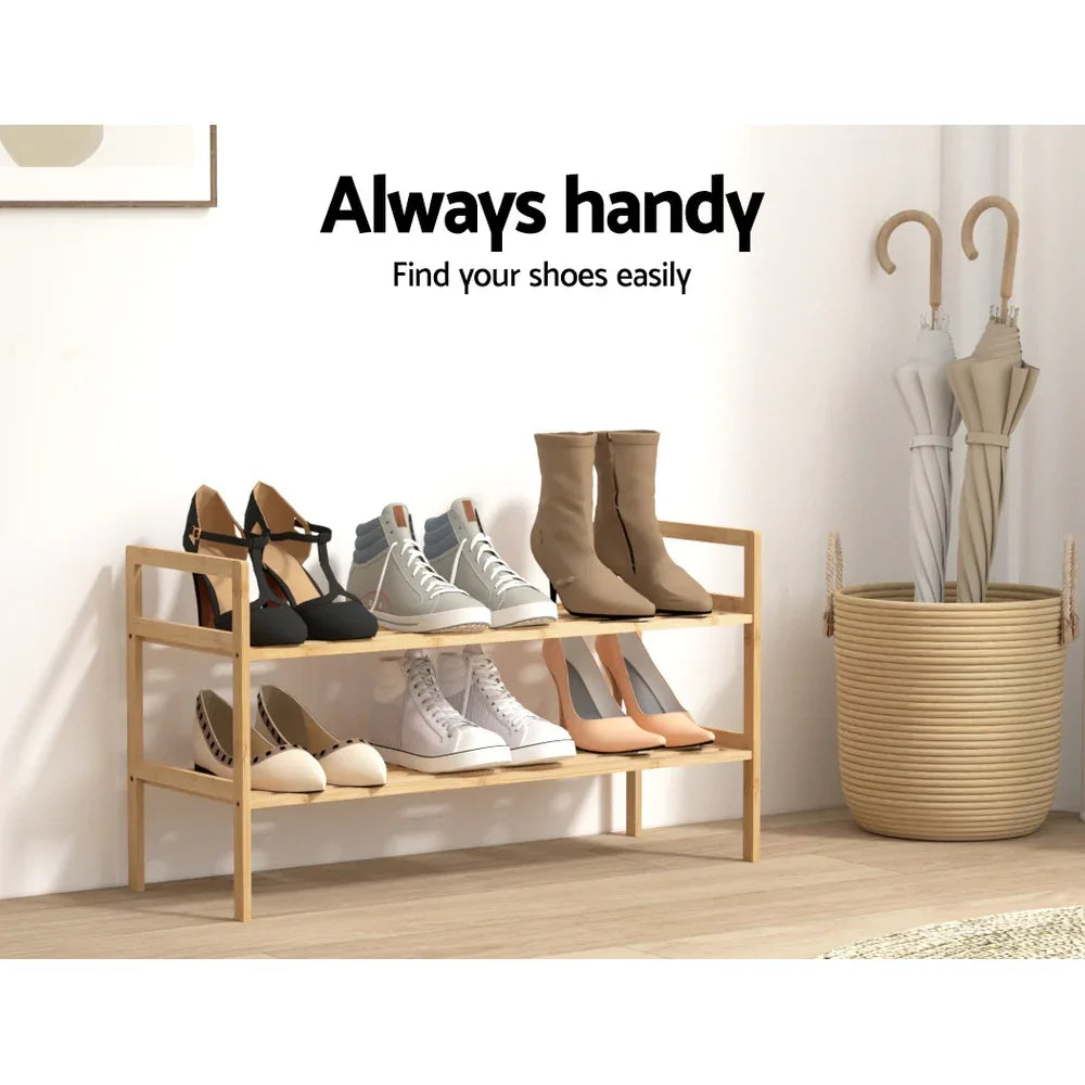 Artiss Shoe Rack Cabinet Bamboo Storage Organiser Pine - Mekamart Australia