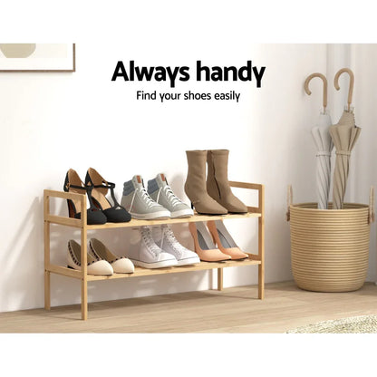 Artiss Shoe Rack Cabinet Bamboo Storage Organiser Pine - Mekamart Australia