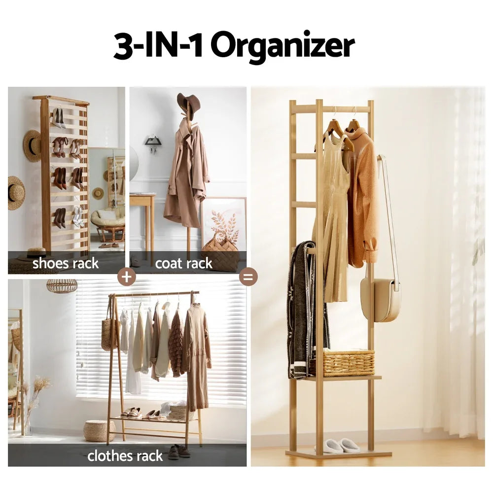 Artiss Clothes Rack Airer Coat Stand Bamboo - Mekamart Australia