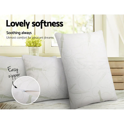 Giselle Bedding Memory Foam Pillow Bamboo Twin Pack - Mekamart Australia