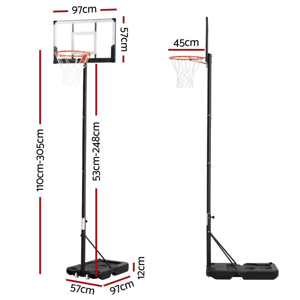 Everfit 3.05M Basketball Hoop Stand System Portable Height Adjustable w/ Knob - Mekamart Australia