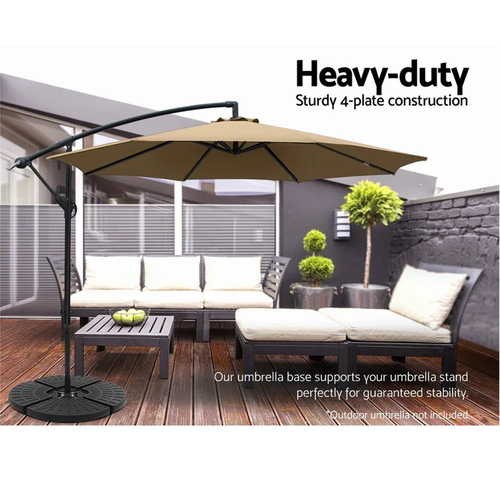Instahut 48cm Outdoor Umbrella Base Stand 4 Plates Pod Cantilever - Mekamart Australia