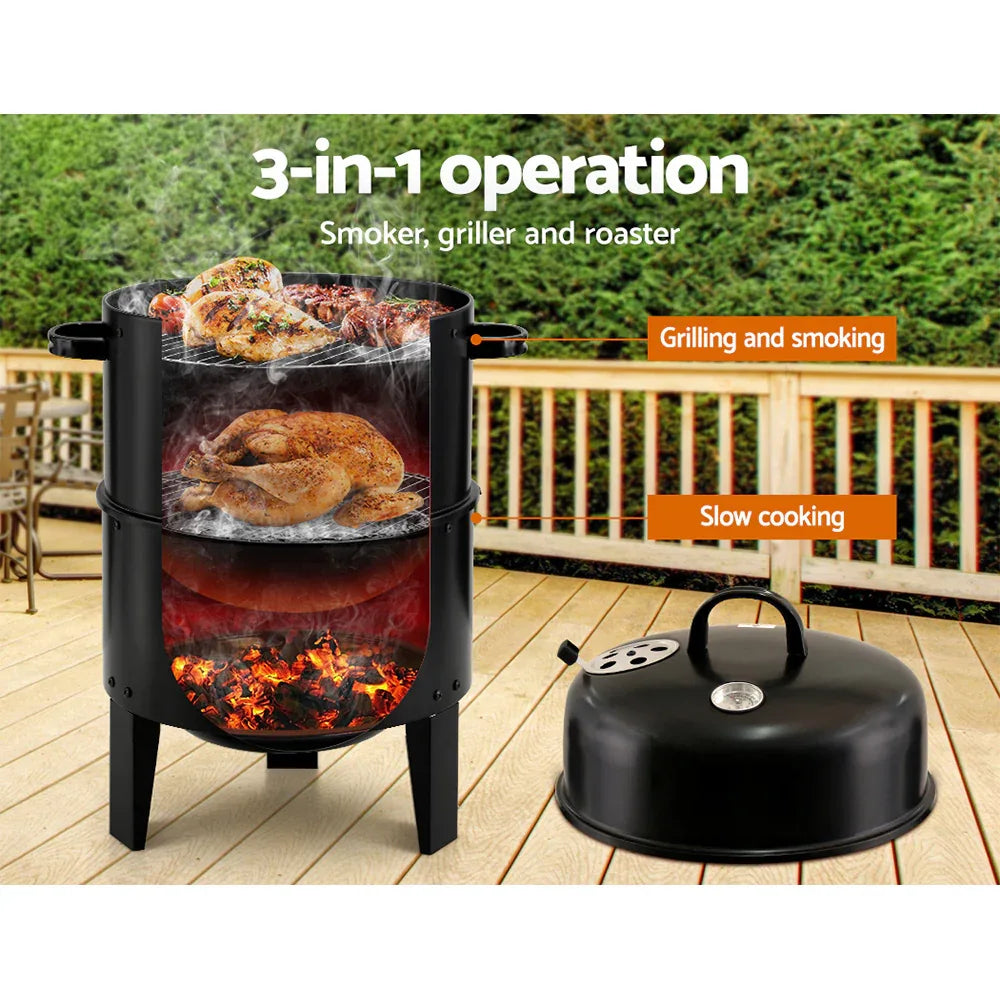 Grillz BBQ Grill 3-In-1 Charcoal Smoker - Mekamart Australia
