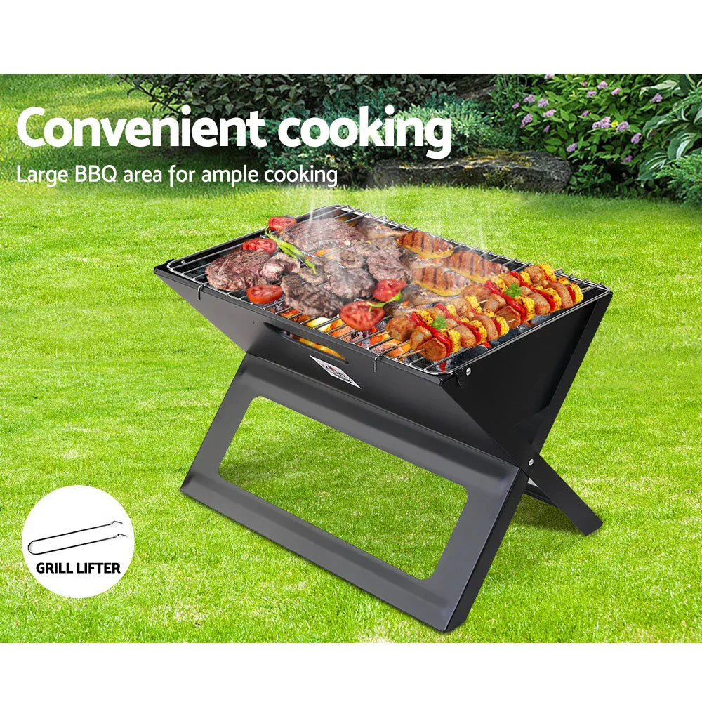 Grillz BBQ Grill Charcoal Smoker Foldable - Mekamart Australia