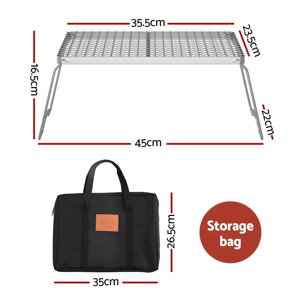 Grillz Portable BBQ Grill Charcoal Smoker Foldable Camping Outdoor - Mekamart Australia